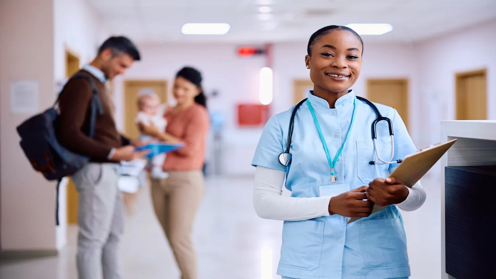 Nurse reviewing patient follow-up notes