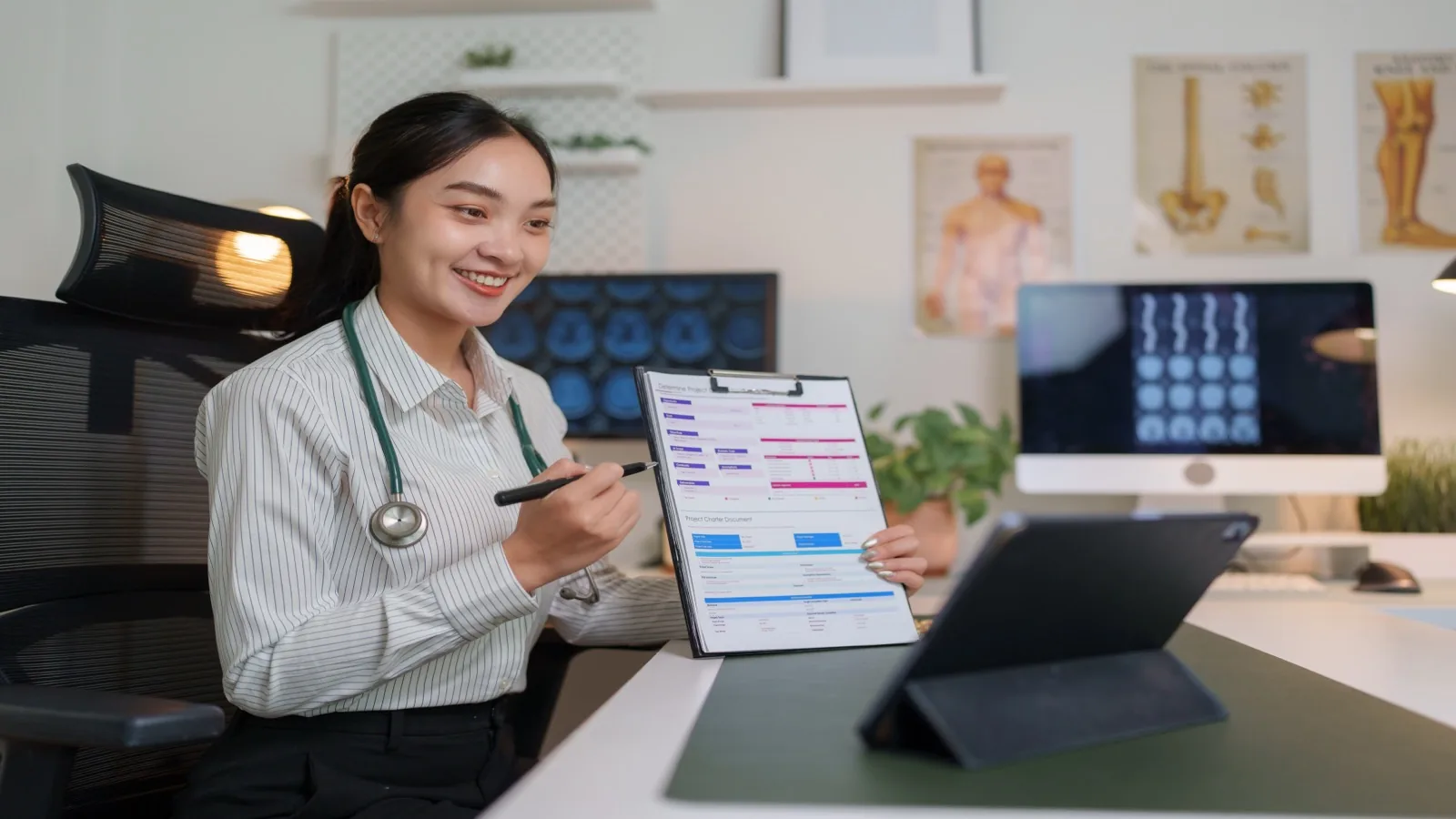Patient booking a medical appointment on a smartphone with calendar visible