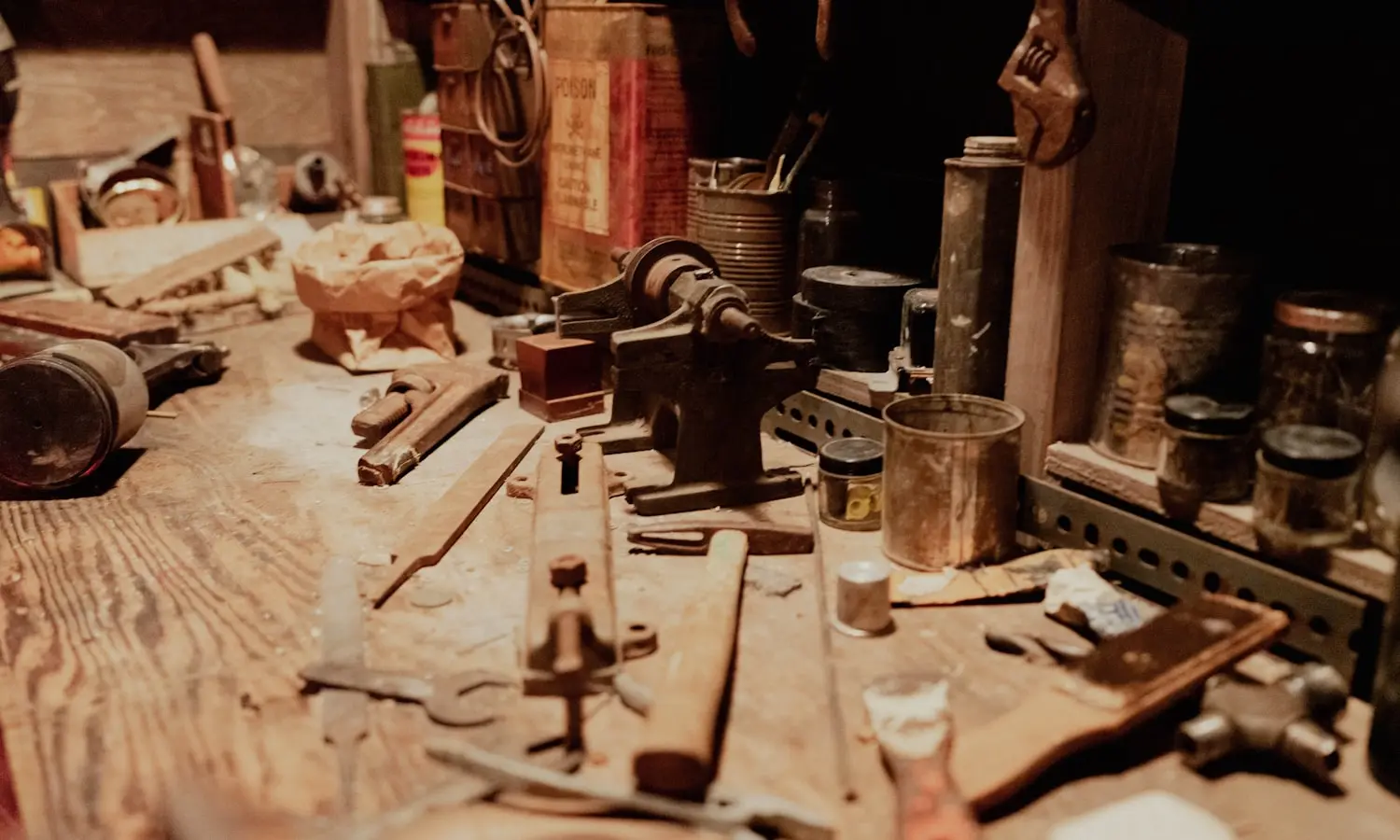 A small manufacturer workbench, tools laid out the way its owner likes