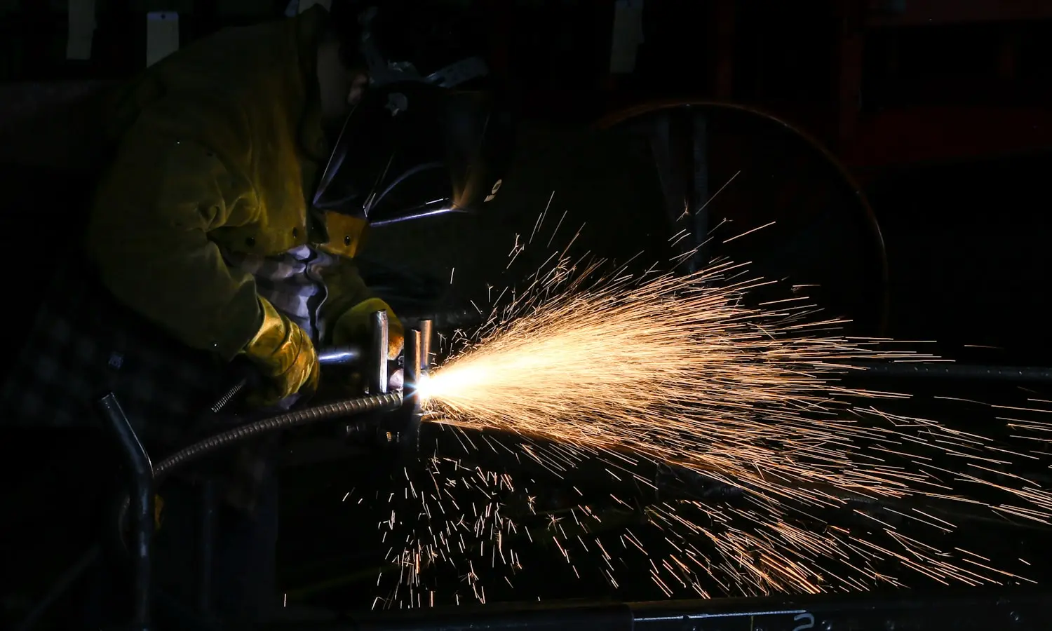 Welding on a hull, the work the shipyards keep steady